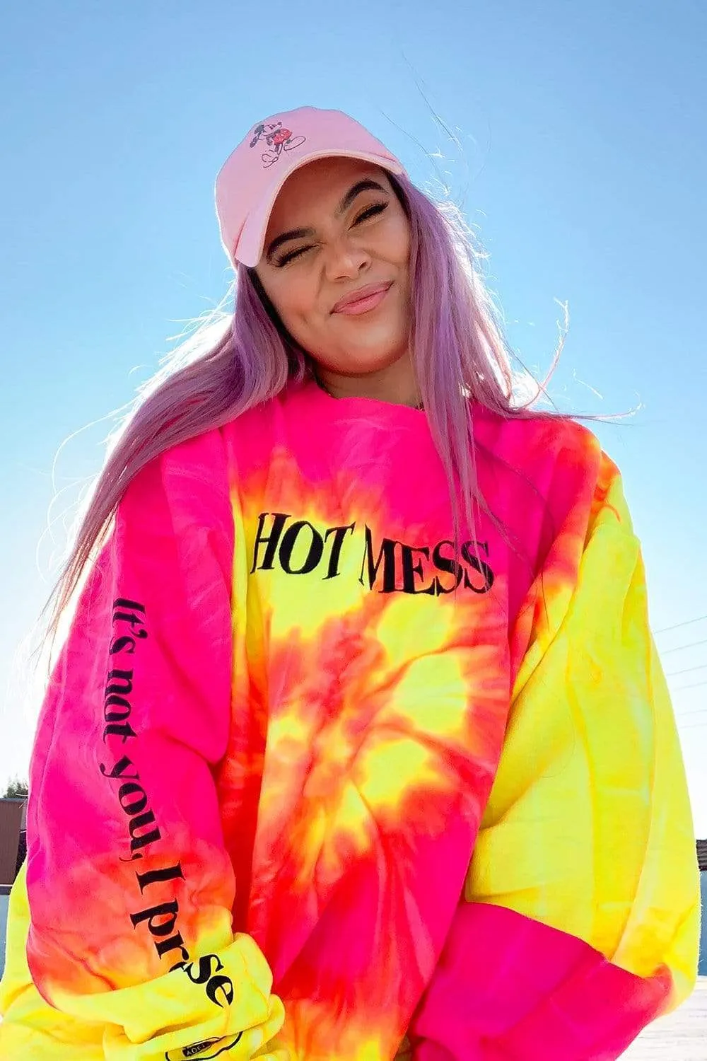 Adelaine Morin Hot Mess Pink Lemonade Tie Dye Crewneck