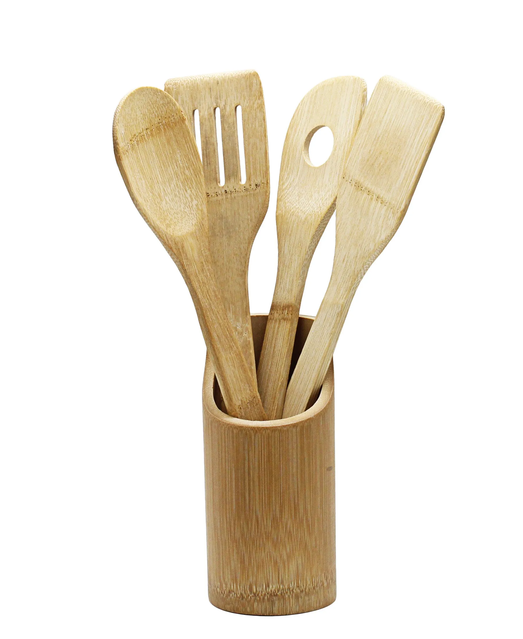 Bamboo Utensils Holder 5 Piece - Oak