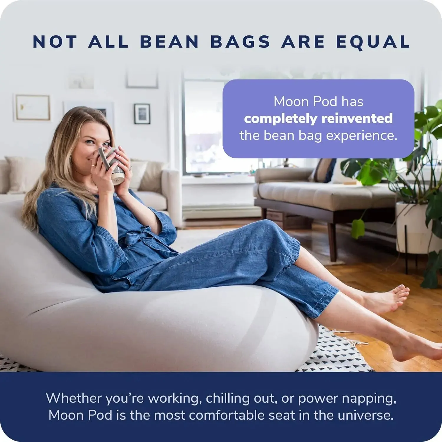 Bean Bag Chairs for Adults, Gray – Zero-Gravity Beanbag Chair for Stress, Comfort & All Day Deep Relaxation – Ultra Soft Erg