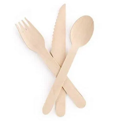 Biodegradable Birch Wood Cutlery Sets - Pack of 100