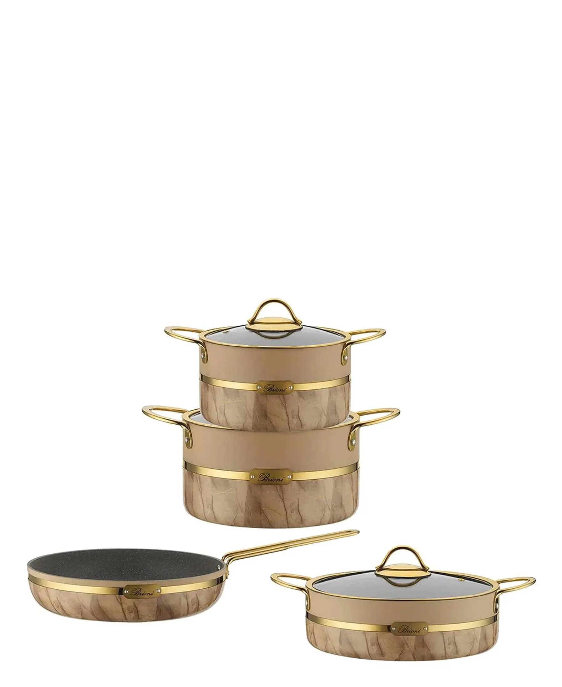 Brioni Selection 9 Piece Granite Cookware Set - Cream