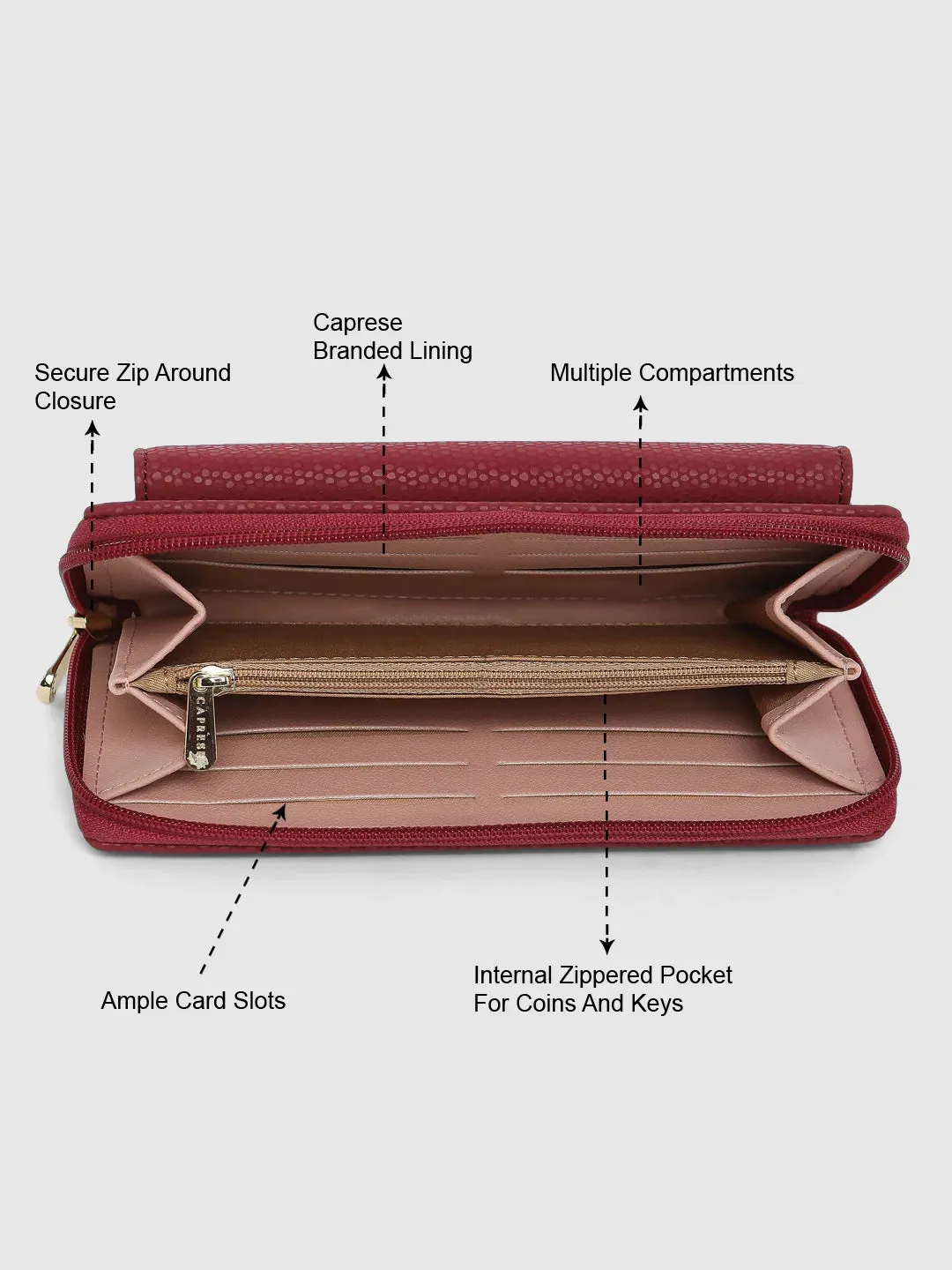 Caprese Ingrid Wallet Medium Maroon