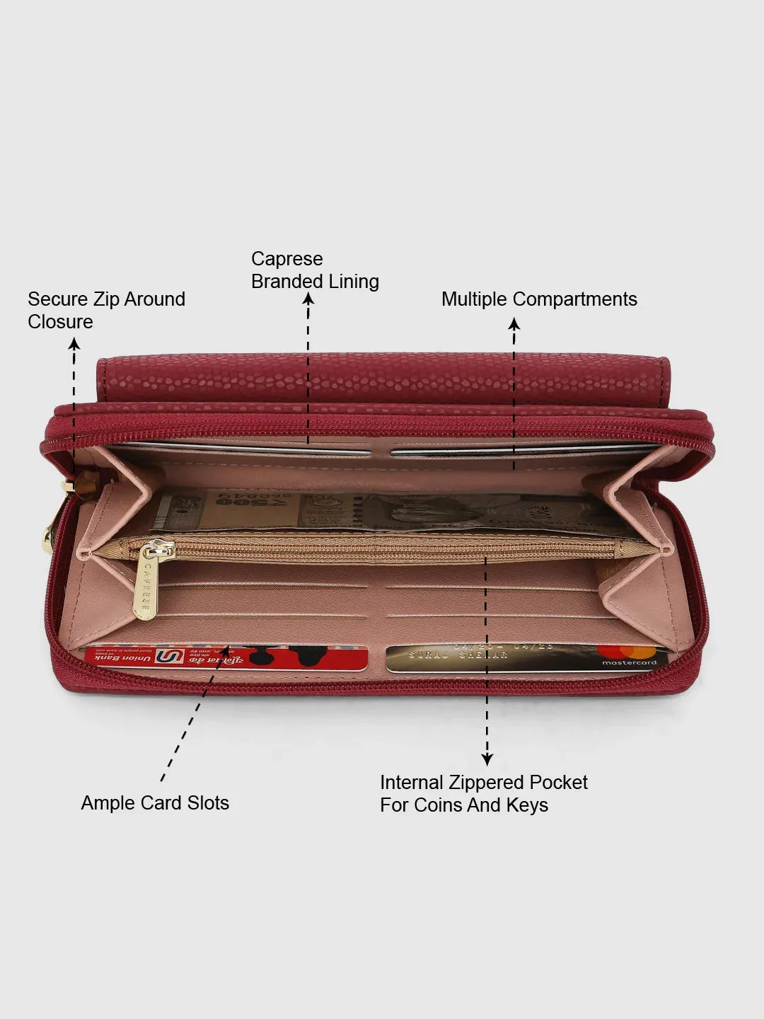 Caprese Ingrid Wallet Medium Maroon