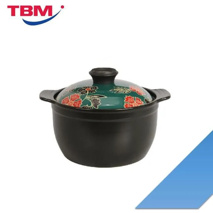 Color King 3338-4500 GREEN Batik Ceramic Stock Pot 4500ML Green