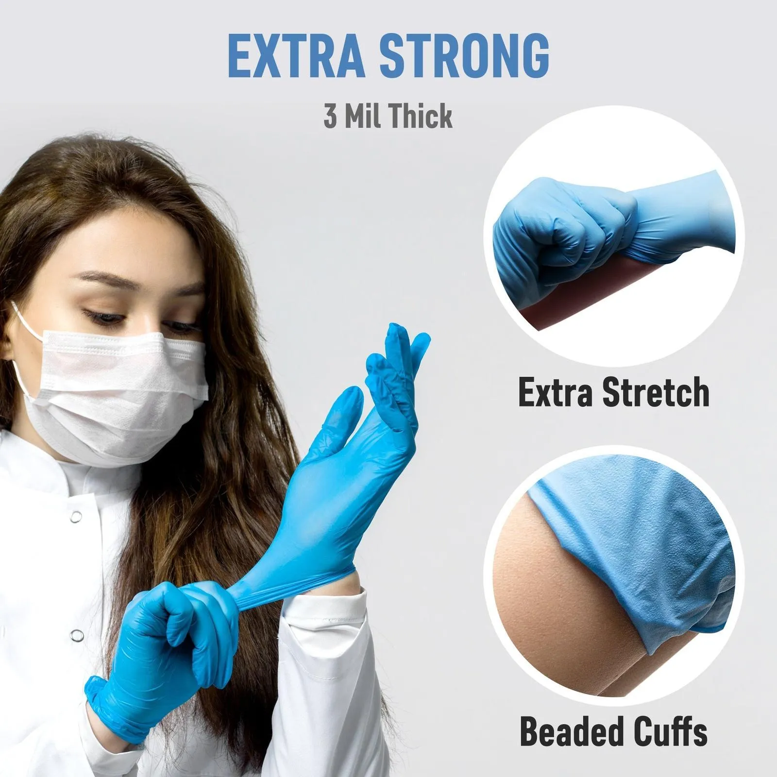 DRE Health Blue Nitrile Gloves - Powder Free