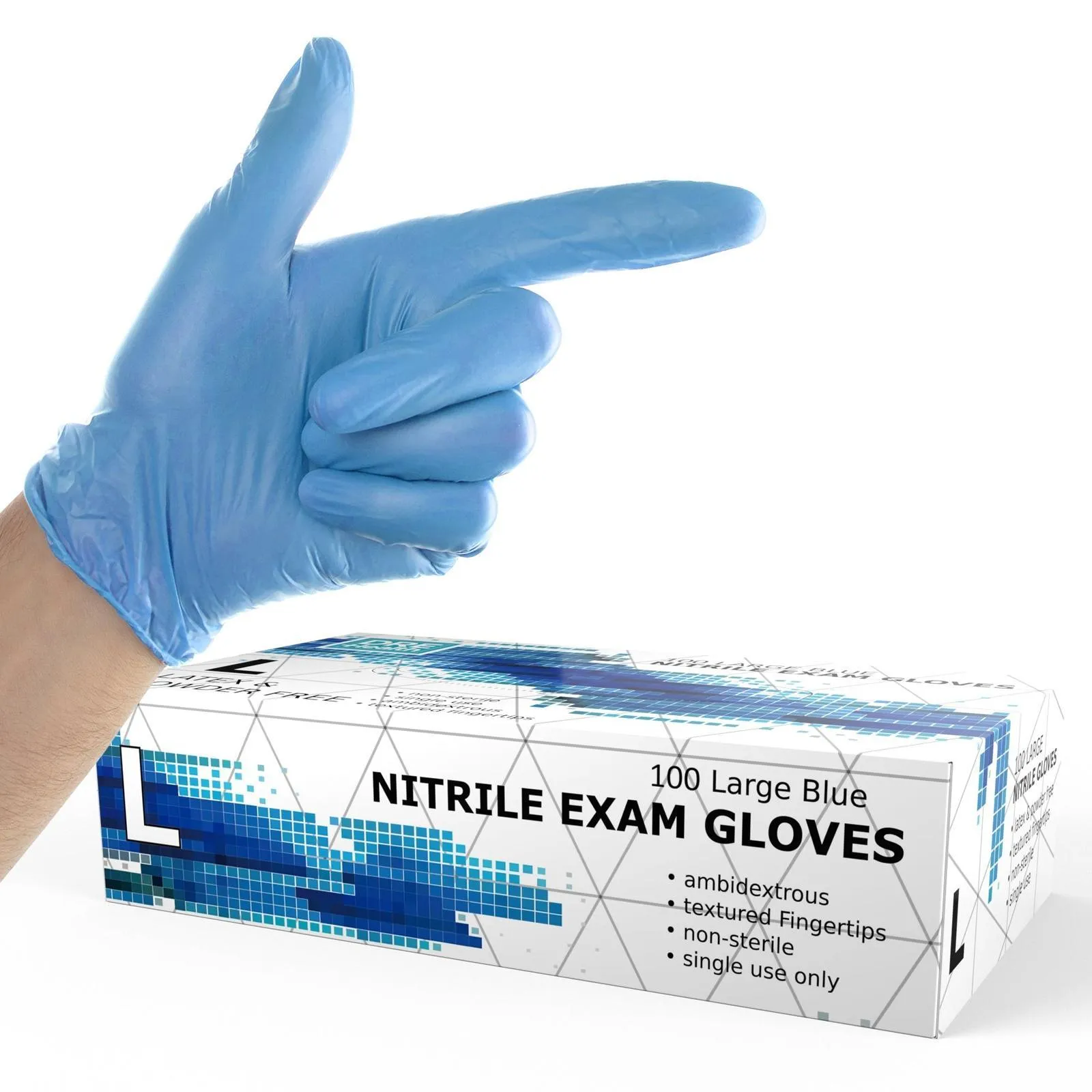 DRE Health Blue Nitrile Gloves - Powder Free