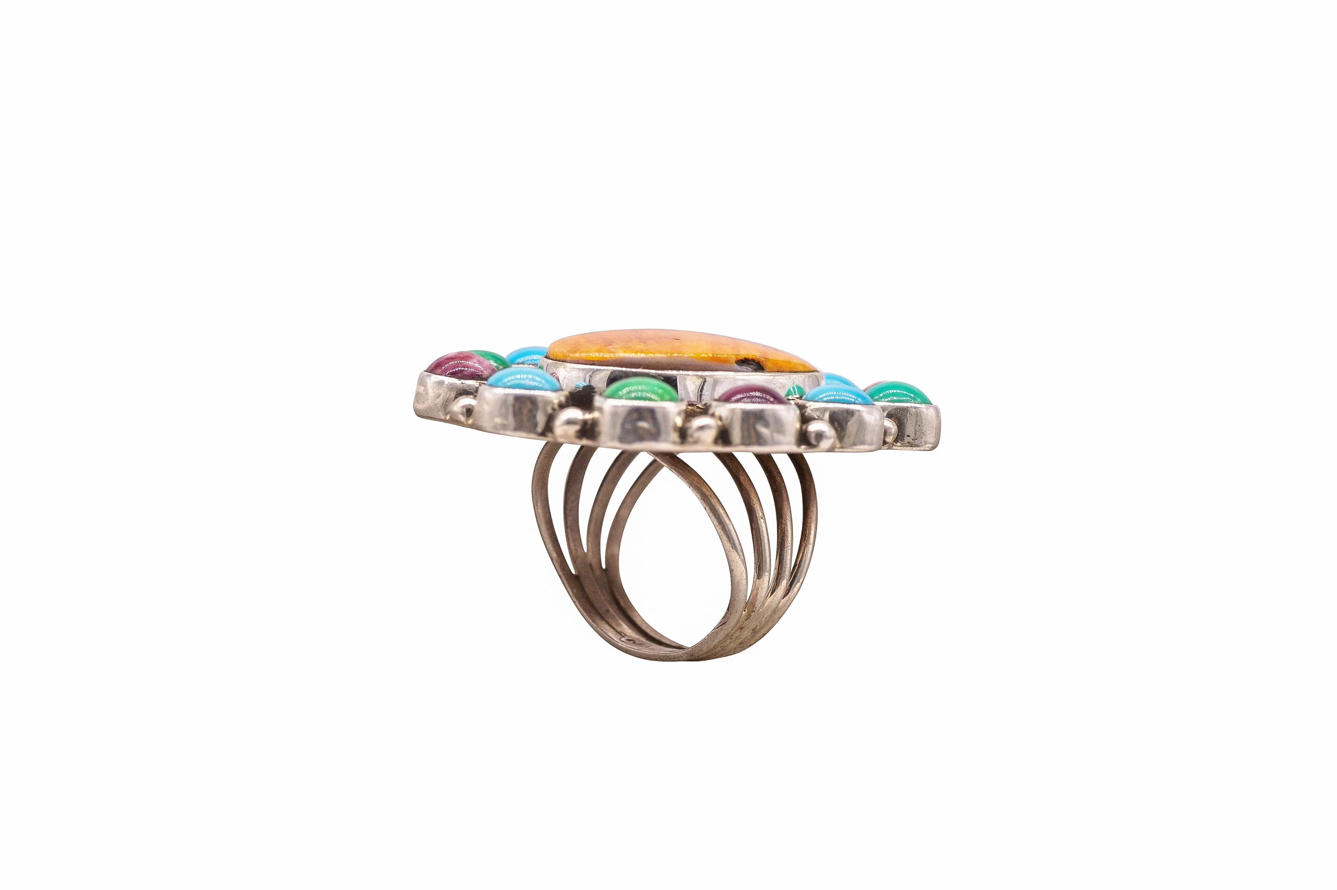 Multi-Stone Cluster Ring | Silver Ray