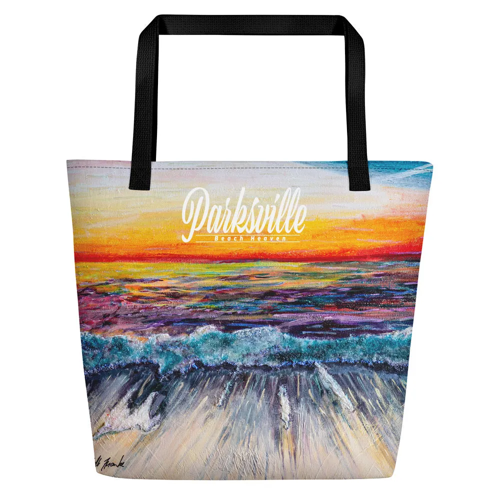 Parksville Deluxe Beach Bag 'All Creation Sings' artwork by Michelle Manke