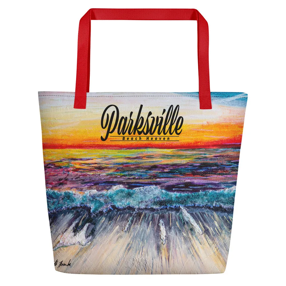 Parksville Deluxe Beach Bag 'All Creation Sings' artwork by Michelle Manke