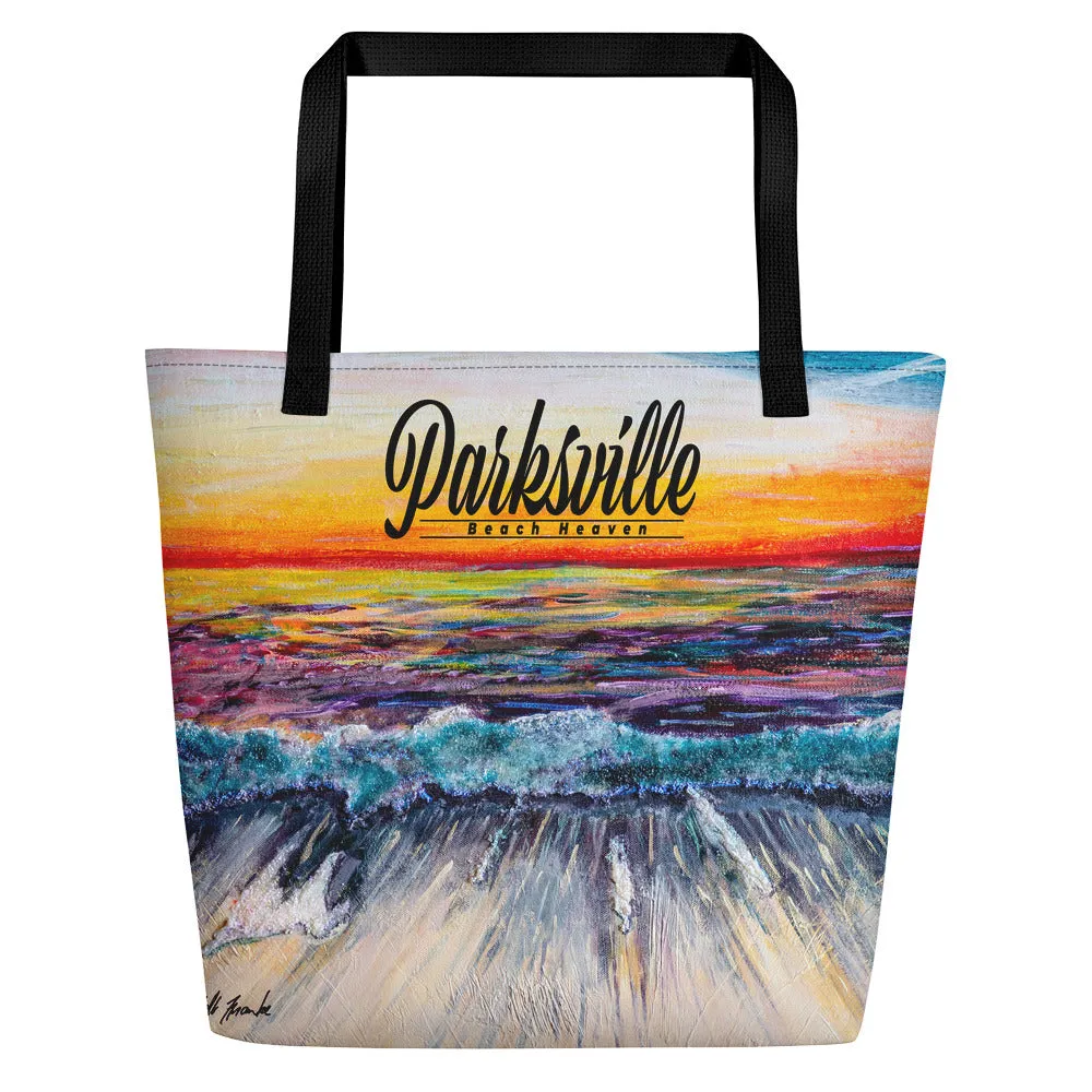 Parksville Deluxe Beach Bag 'All Creation Sings' artwork by Michelle Manke